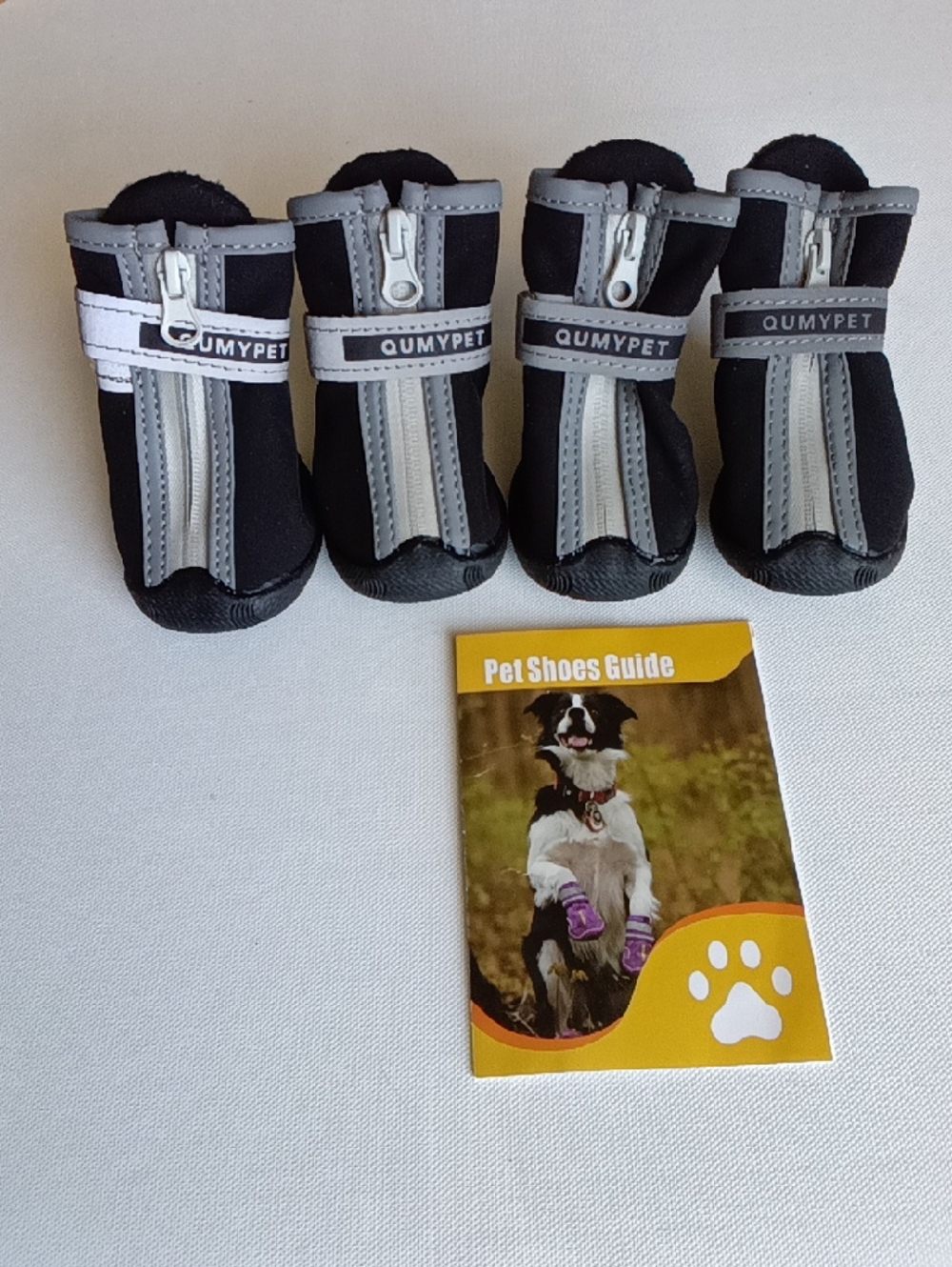 QUMYPET Reflective Black 🐶 Dog Boots  Size 4